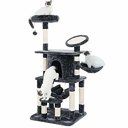 Avis FEANDREA Arbre à Chat Multi Niveaux Panneau supérieur Rond en sisal avec Rebord Tronc pour aiguiser Les Griffes Niche Luxueuse pour Chats Salle de Jeux Couleur Grise PCT25G