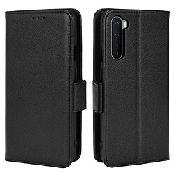 Etui en PU texture litchi, double fermeture magnétique avec support, noir pour votre OnePlus Nord