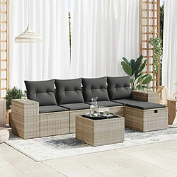 vidaXL Salon de jardin 6 pcs avec coussins gris clair résine tressée