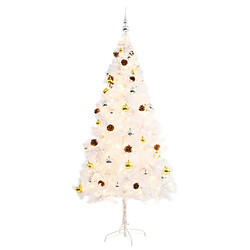 vidaXL Arbre de Noël artificiel pré-éclairé avec boules blanc 180 cm