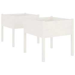 Maison Chic Lot de 2 Jardinières,Bac à fleurs - pot de fleur Blanc 70x70x70 cm Bois de pin massif -GKD40319