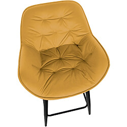 Avis Decoshop26 Lot de 2 tabourets de bar chaises hautes assise effet capitonnée en velours jaune et métal noir 10_0004154