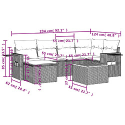 Acheter vidaXL Salon de jardin avec coussins 7 pcs beige résine tressée
