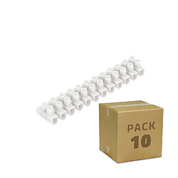 Avis Ledkia Pack 10 Dominos de Connexion Électrique 12 Plots Blanc 10 mm