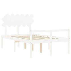 Maison Chic Lit adulte - Cadre Structure de lit avec tête de lit Contemporain blanc double bois massif -MN97283 pas cher