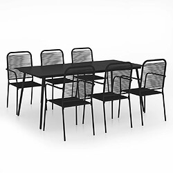 Maison Chic Mobilier à dîner 7 pcs de jardin - Ensemble table et chaises d'extérieur - Salon/Mobilier de jardin classique Corde en coton et acier Noir -MN80986