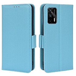 Etui en PU texture litchi, antichoc avec support, bleu clair pour votre Realme GT Neo2T/GT 5G/GT Neo 5G/Q3 Pro 5G