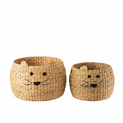 Lot de 2 paniers de rangement Jacinthe d'eau naturel Chat - Jolipa