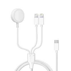 Avizar Câble USB-C vers 2x Lightning et Chargeur Magnétique Intensité 2A Blanc