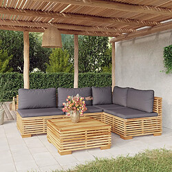 Maison Chic Salon de jardin 5 pcs + coussins - Mobilier/Meubles de jardin - Table et chaises d'extérieur Bois de teck solide -MN46970