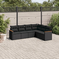 Maison Chic Salon de jardin 6 pcs avec coussins | Ensemble de Table et chaises | Mobilier d'Extérieur noir résine tressée -GKD30577