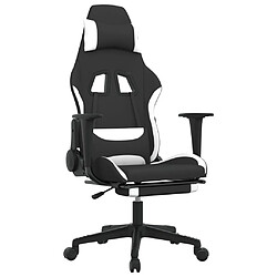 Maison Chic Chaise de jeu, Chaise gaming de massage avec repose-pied, Fauteuil gamer,Chaise de Bureau Noir et blanc Tissu -GKD90011