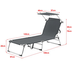 Avis Transat avec Pare-Soleil Legorreta Aluminium Polyester Argenté Mat Gris Foncé [en.casa]