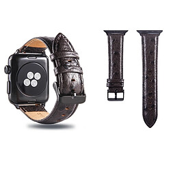 Wewoo Bande de montre-bracelet en cuir véritable pour Apple Watch Series 3 & 2 & 1 38mm café