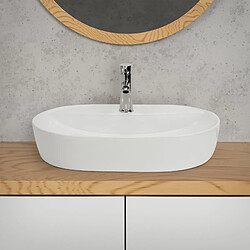 Acheter ML-Design Lavabo en Céramique Blanc Brillant 60 x 40 x 12 cm, Ovale, Vasque à Poser sur Table de Toilette, Lave-Mains pour la Salle de Bains / WC Invités, Design Minimaliste Moderne