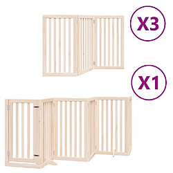 vidaXL Barrière pour chien porte pliable 15 panneaux bois de peuplier