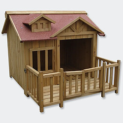 Helloshop26 Niche à chien XL maison pour chien bois massif terrasse 3716051