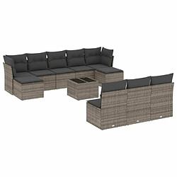 Maison Chic Salon de jardin 11 pcs avec coussins | Ensemble de Table et chaises | Mobilier d'Extérieur gris résine tressée -GKD55130