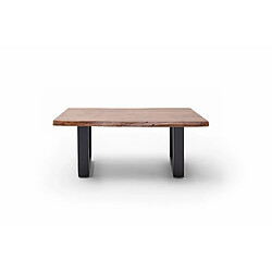 Avis Inside 75 Table basse CLAREN plateau 110 en acacia teinte noyer piétement U laqué anthracite