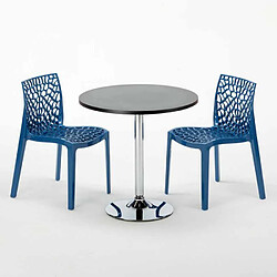 Avis Grand Soleil Table Ronde Noir et 2 Chaises Colorées P