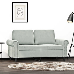 Maison Chic Canapé à 2 places,Sofa de Salon,Canapé droit Gris clair 120 cm Velours -GKD559127