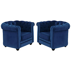 Vente-Unique Lot de 2 Fauteuils CHESTERFIELD - Velours bleu roi