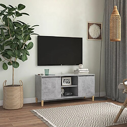 vidaXL Meuble TV avec pieds en bois massif Gris béton 103,5x35x50 cm