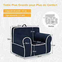 Acheter Helloshop26 Fauteuil pour enfant de 0 à 5 ans rembourré avec tissu en velours et éponge de haute qualité chaise pour salle de jeux chambre jardin d'enfants bleu 20_0008589