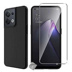 Htdmobiles Coque pour Oppo Reno 8 5G - housse etui silicone gel fine + verre trempe - NOIR