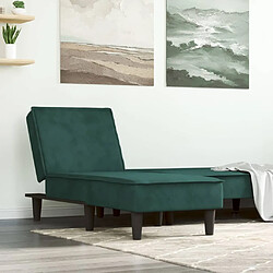 vidaXL Chaise longue vert foncé velours