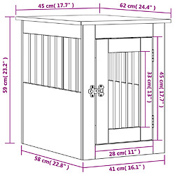 vidaXL Meuble de cage pour chiens chêne fumé 45x62x59 cm pas cher