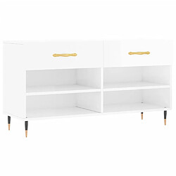 Maison Chic Banc à chaussures | Meuble de rangement à chaussures Meuble d'Entrée blanc brillant 102x35x55 cm bois d'ingénierie -MN82149