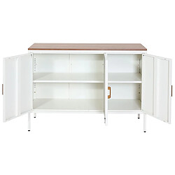 Acheter Mendler Commode HWC-L84, Armoire Buffet, 3 portes métal 90x120x40cm, mélaminé ~ blanc