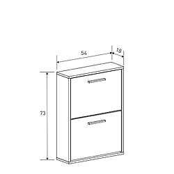 Pegane Meuble à chaussures 2 portes coloris blanc - Longueur 54 x profondeur 18 x hauteur 73 cm