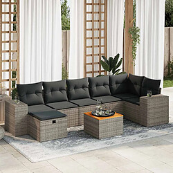 vidaXL Salon de jardin 8 pcs avec coussins gris résine tressée