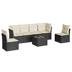 vidaXL Salon de jardin 7 pcs avec coussins noir résine tressée