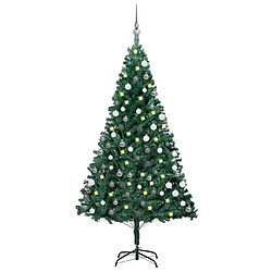 vidaXL Arbre de Noël artificiel pré-éclairé et boules vert 180 cm PVC