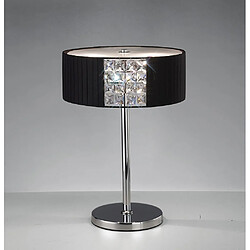 Luminaire Center Lampe de Table Evelyn rond avec Abat jour noir 2 Ampoules chrome poli/cristal