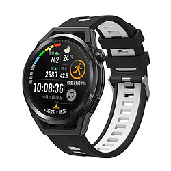 Bracelet en silicone bicolore, 22mm, noir/blanc pour votre Huawei Watch GT 3 (46mm)