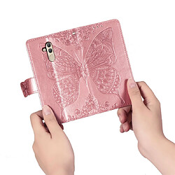 Wewoo Housse Coque Étui en cuir à rabat horizontal Butterfly Love Flowers pour Huawei Mate 20 Liteavec support et emplacements cartes et porte-monnaie or rose