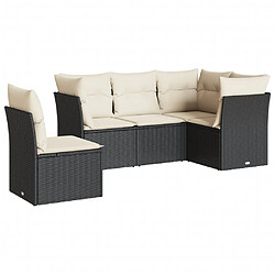 vidaXL Salon de jardin 5 pcs avec coussins noir résine tressée