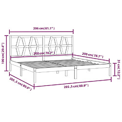 vidaXL Cadre de lit sans matelas blanc bois massif 200x200 cm pas cher