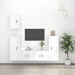 vidaXL Ensemble de meubles TV 5 pcs Blanc Bois d'ingénierie