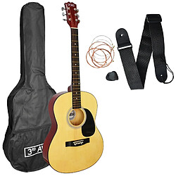 3rd Avenue Pack guitare acoustique avec sangle, médiators et cordes - Naturel