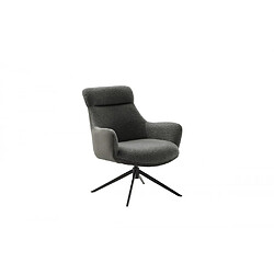 Avis Inside 75 Fauteuil lounge pivotant à 360° LUAN assise confortable piétement métal noir tissu vintage anthracite