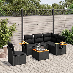 Maison Chic Ensemble Tables et chaises d'extérieur 6pcs avec coussins,Salon de jardin noir résine tressée -GKD222570