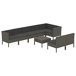 Maison Chic Salon de jardin 9 pcs + coussins - Mobilier/Meubles de jardin - Table et chaises d'extérieur Résine tressée Gris -MN89375