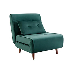 Avis Vente-Unique Fauteuil convertible en velours vert sapin URIBIA