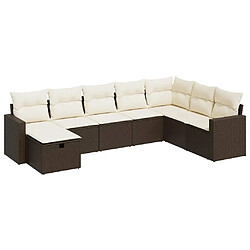 vidaXL Salon de jardin 8 pcs avec coussins marron résine tressée