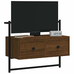 Avis Maison Chic Meuble TV scandinave mural Banc TV suspendu pour salon - chêne marron 60,5x30x51 cm bois d'ingénierie -MN79736